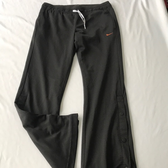 Nike Pants Gray Mesh Snap hem closure logo Size L - Picture 1 of 7